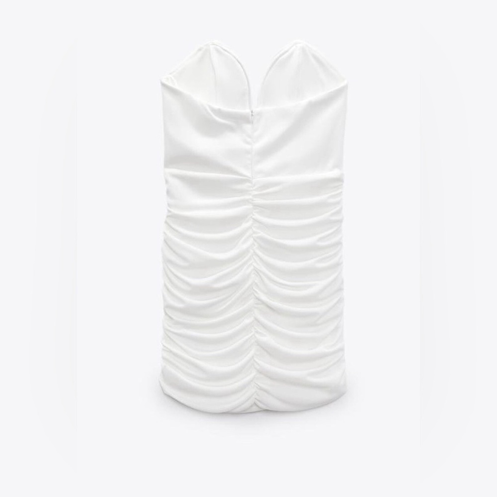 ๐(NWT) ZARA Sweetheart Corset Ruched Mini Dress. Size XXL - Picture 9 of 14